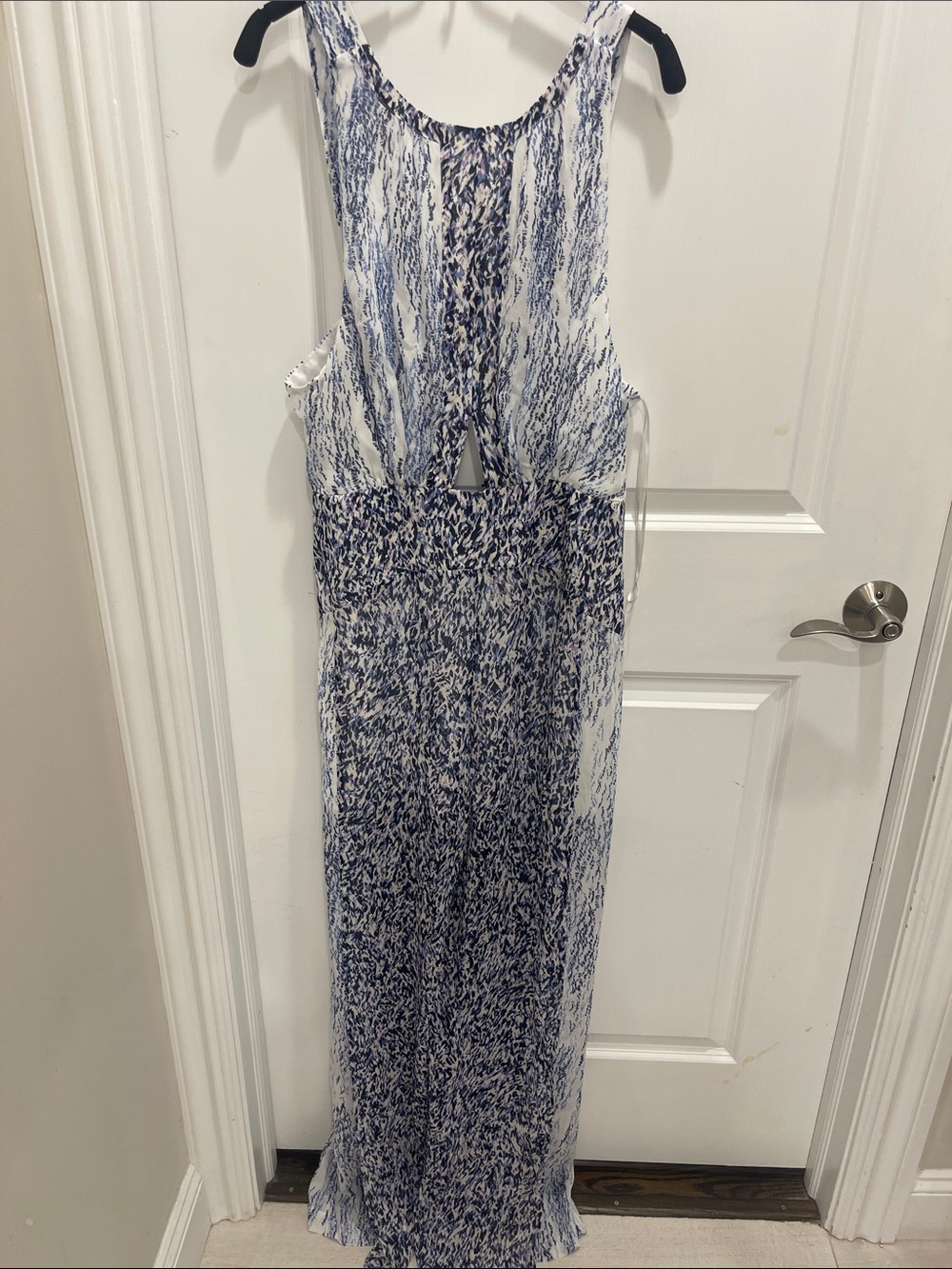 Reiss Blue and White Printed Jumpsuit